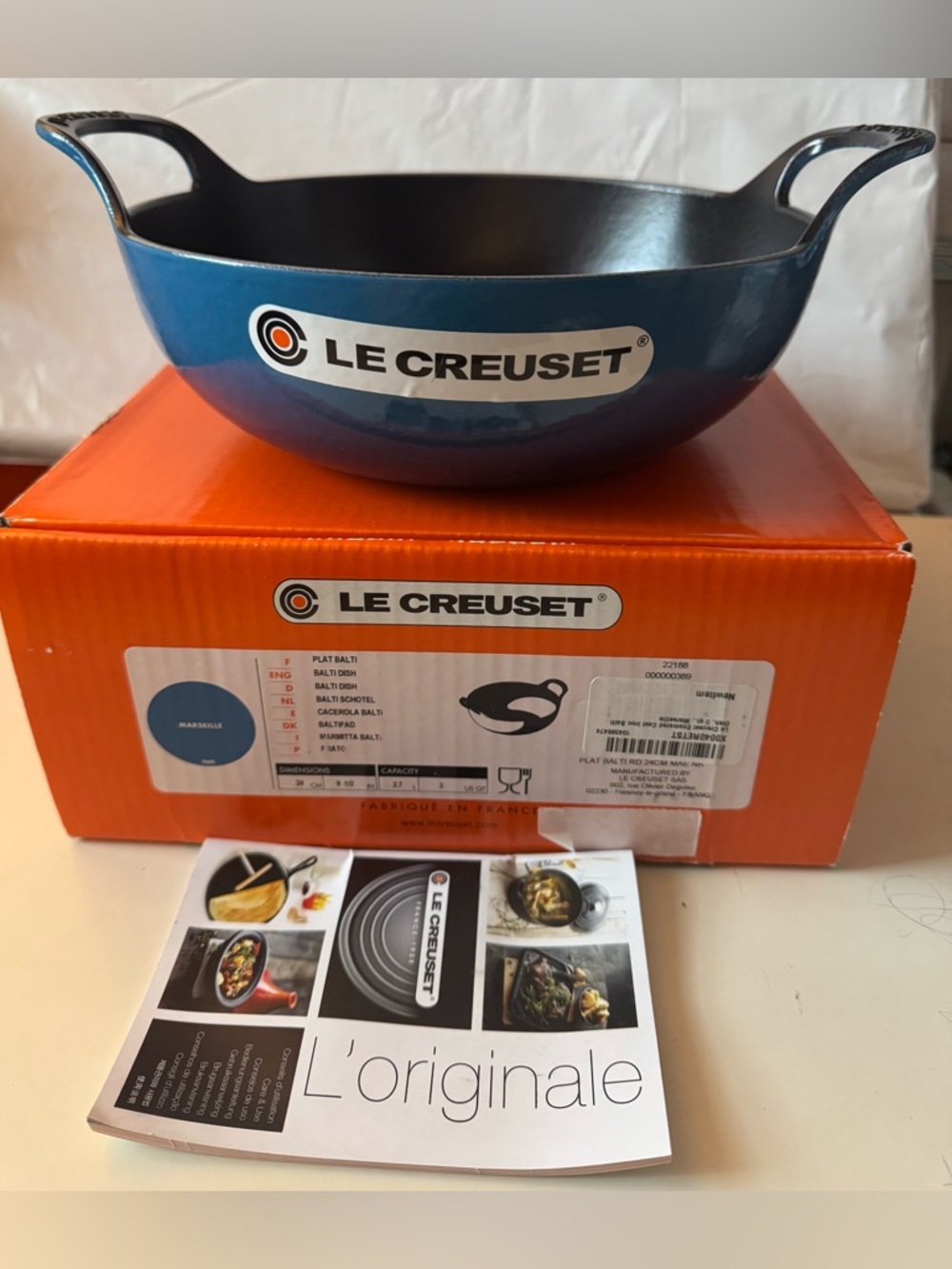 NWT Le Creuset 3 Qt Balti Dish – Marseille Blue (Rare & Stunning)